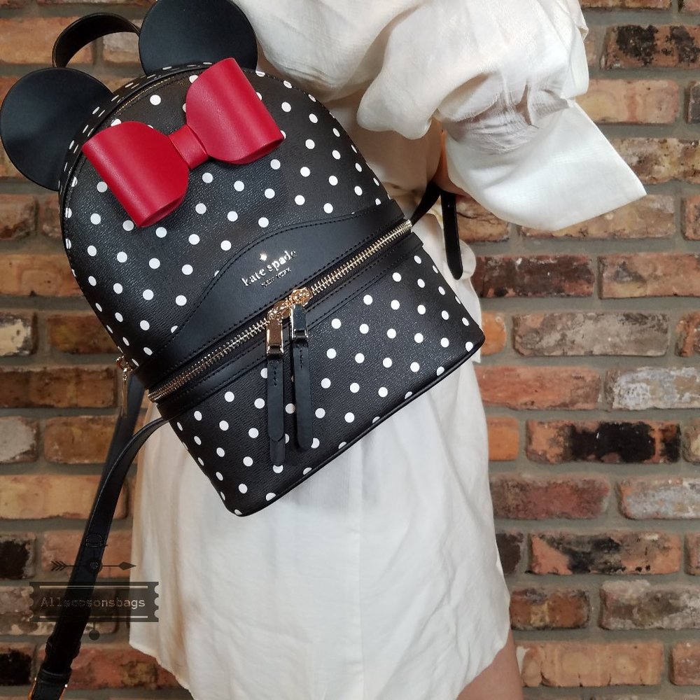 AUTHENTIC Disney X Kate Spade Small Refined Grain Leather Minnie Mouse BACKPACK - Picture 3 of 8
